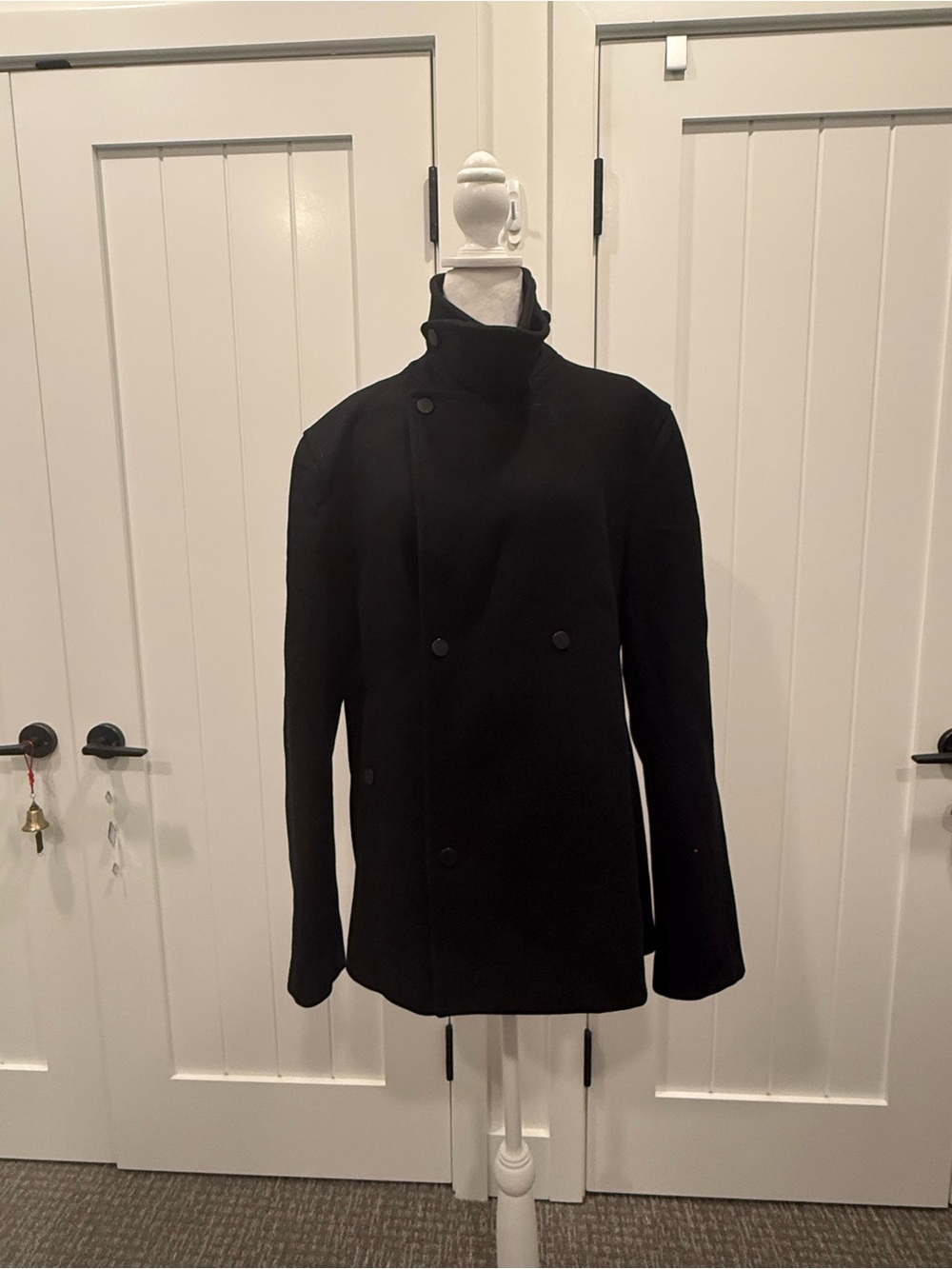 Men’s Armani Black Double-Breasted Wool-Blend Coat